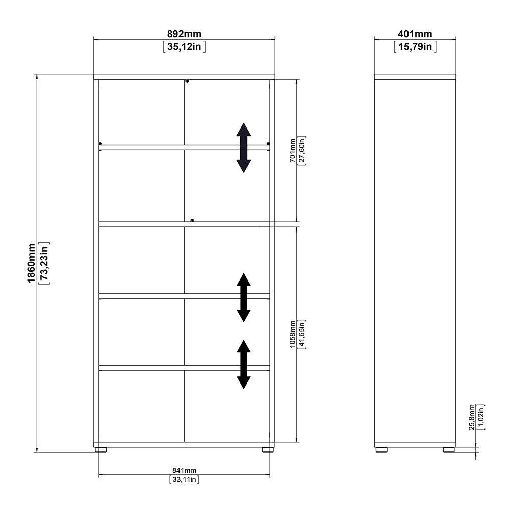 Prima Bookcase Shelving Unit 4 Shelves in Black Woodgrain - Price Crash Furniture