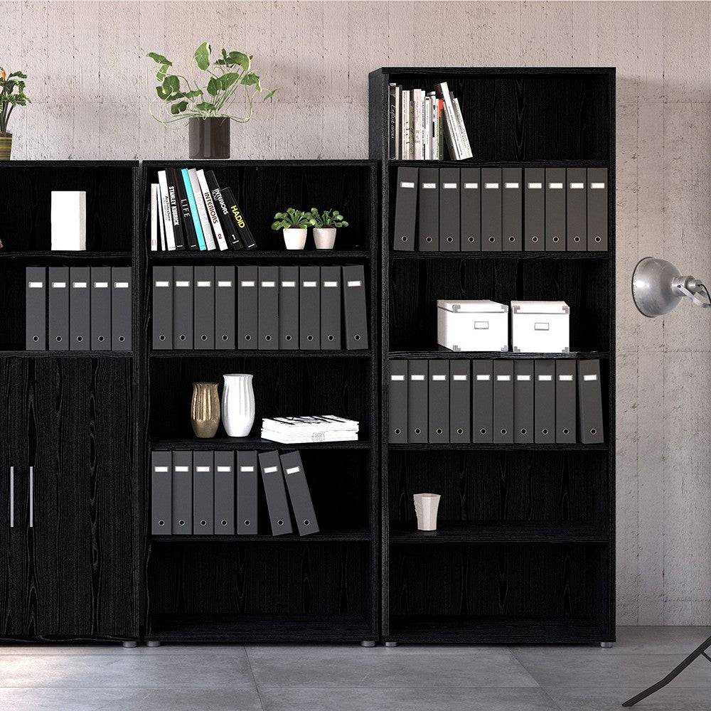 Prima Bookcase Shelving Unit 4 Shelves in Black Woodgrain - Price Crash Furniture