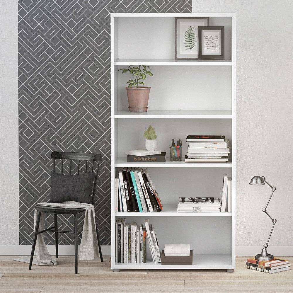 Prima Bookcase Shelving Unit 4 Shelves in White - Price Crash Furniture