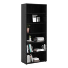 Prima Bookcase Shelving Unit 5 Shelves in Black Woodgrain - Price Crash Furniture