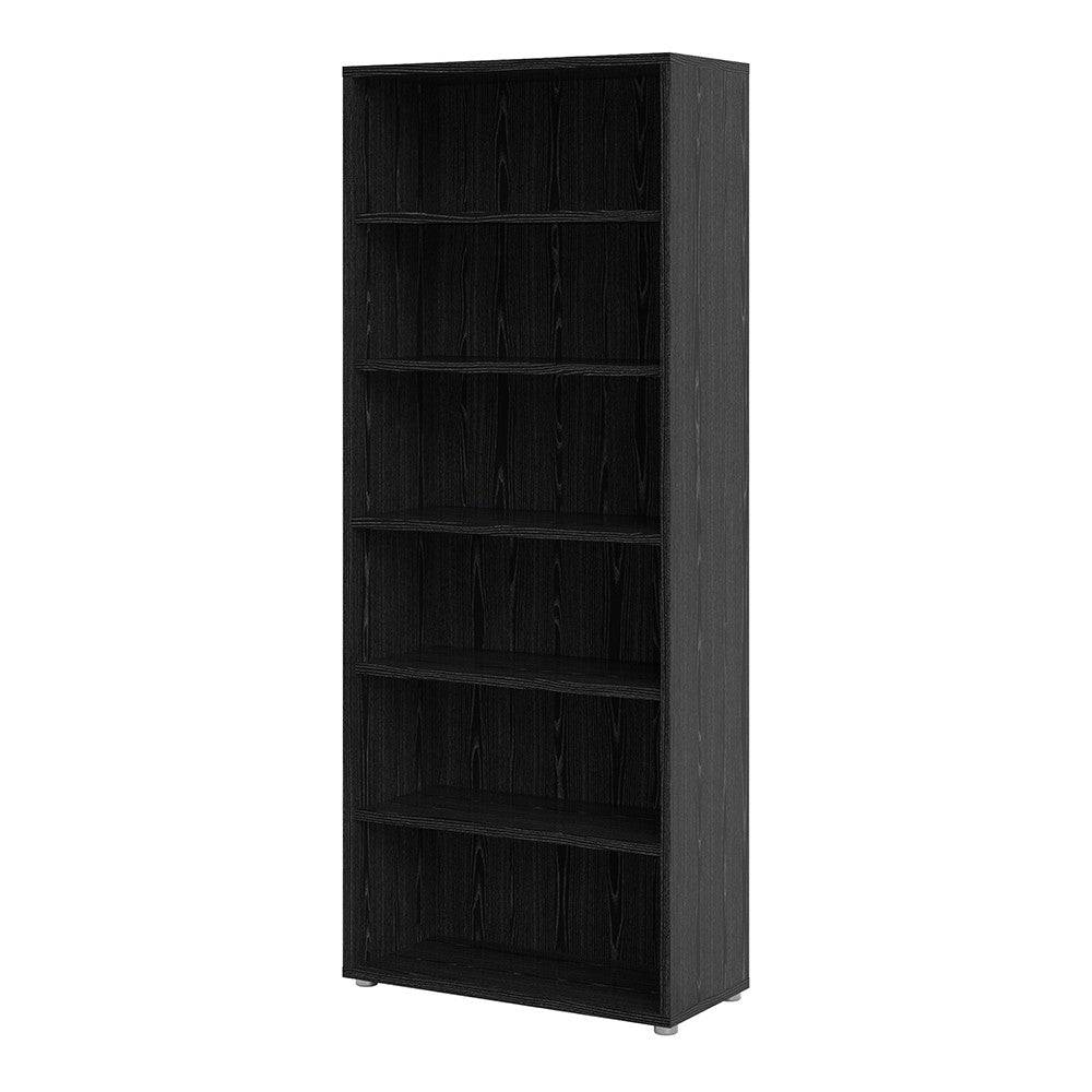 Prima Bookcase Shelving Unit 5 Shelves in Black Woodgrain - Price Crash Furniture