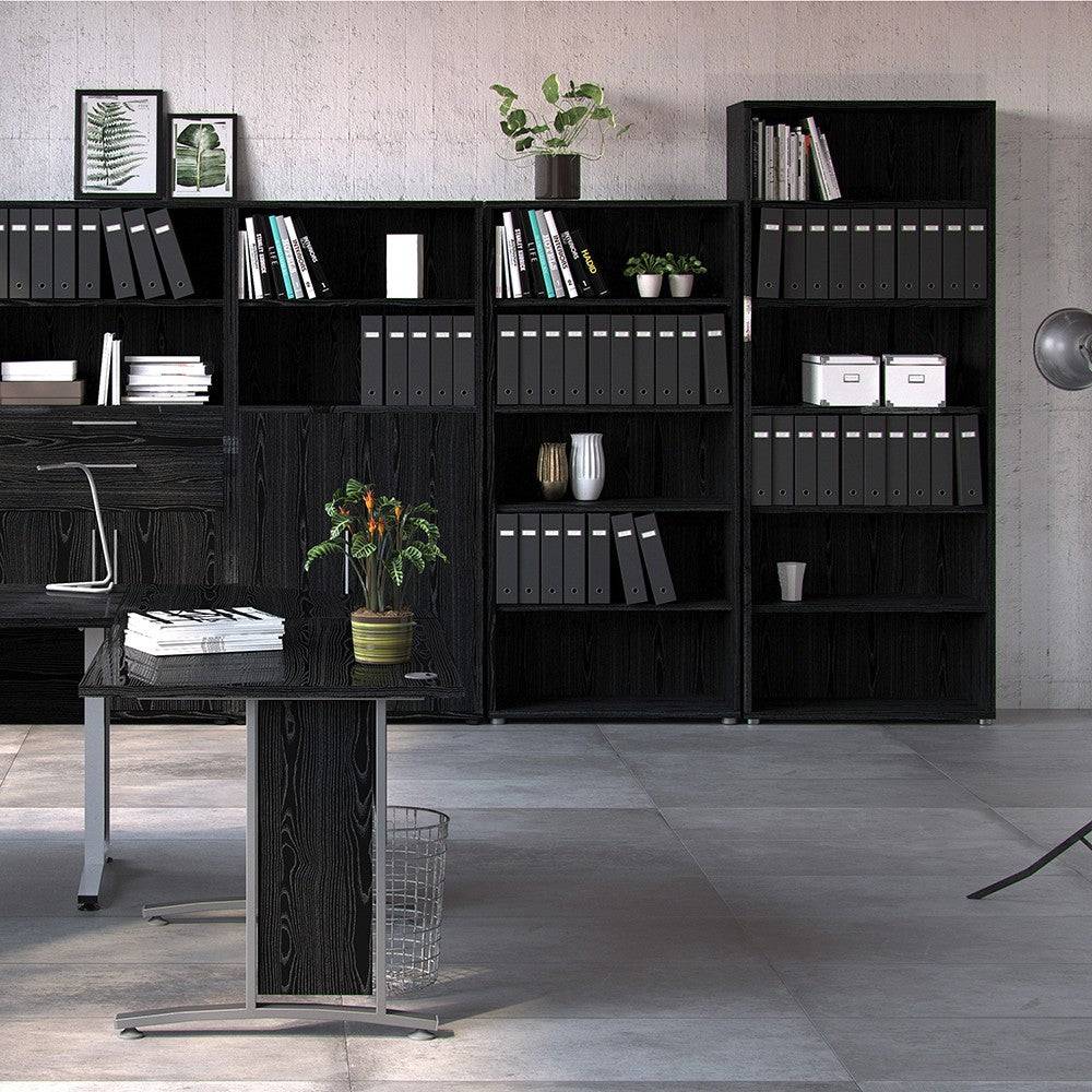Prima Bookcase Shelving Unit 5 Shelves in Black Woodgrain - Price Crash Furniture