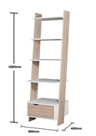 Pulford Ladder Bookcase with Drawer in White by TAD - Price Crash Furniture