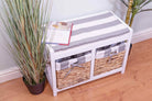 Ramsey 2 Drawers White Seated Storage Bench - Price Crash Furniture