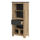 Rapallo 1 drawer bookcase in Chestnut and Matera Grey - Price Crash Furniture