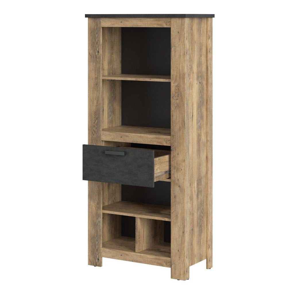 Rapallo 1 drawer bookcase in Chestnut and Matera Grey - Price Crash Furniture