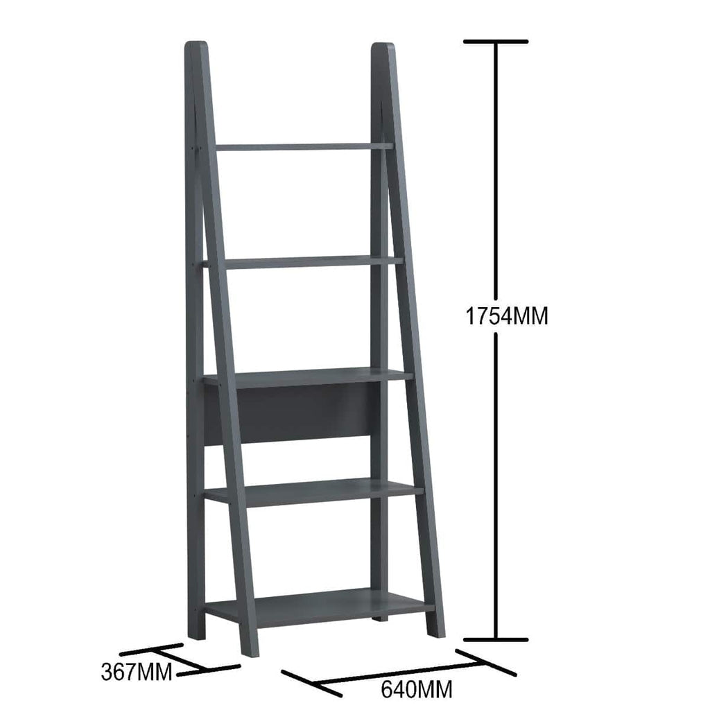 Riva Ladder Bookcase in Dark Grey by TAD - Price Crash Furniture