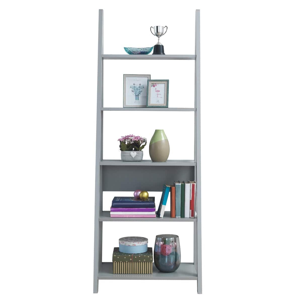 Riva Ladder Bookcase in Light Grey by TAD - Price Crash Furniture