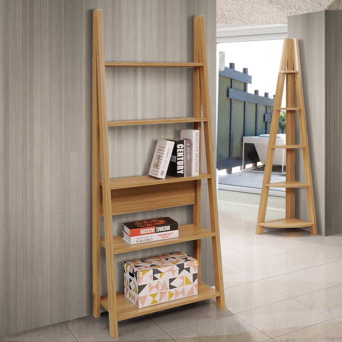 Riva Ladder Bookcase in Oak by TAD - Price Crash Furniture