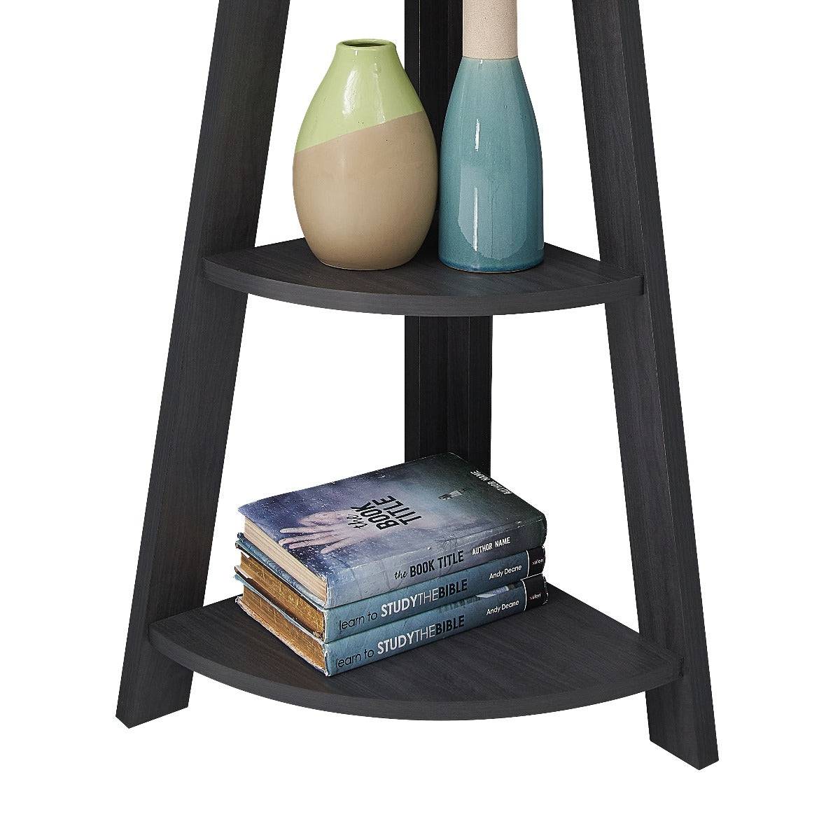 Riva Ladder Corner Bookcase in Black by TAD - Price Crash Furniture