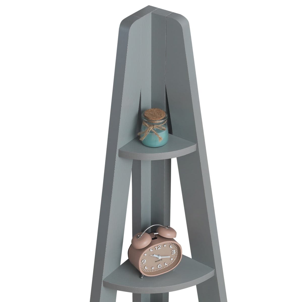 Riva Ladder Corner Bookcase in Light Grey by TAD - Price Crash Furniture