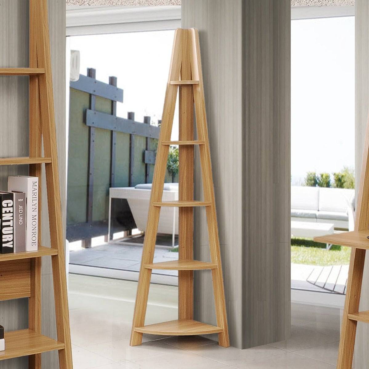 Riva Ladder Corner Bookcase in Oak by TAD - Price Crash Furniture