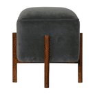 Solid Wood Grey Velvet Footstool - Price Crash Furniture