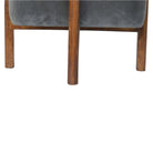 Solid Wood Grey Velvet Footstool - Price Crash Furniture