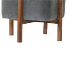 Solid Wood Grey Velvet Footstool - Price Crash Furniture