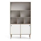 Rome Bookcase 2 sliding Doors in Jackson Hickory Oak with Matt White - Price Crash Furniture