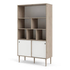 Rome Bookcase 2 sliding Doors in Jackson Hickory Oak with Matt White - Price Crash Furniture