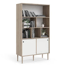 Rome Bookcase 2 sliding Doors in Jackson Hickory Oak with Matt White - Price Crash Furniture