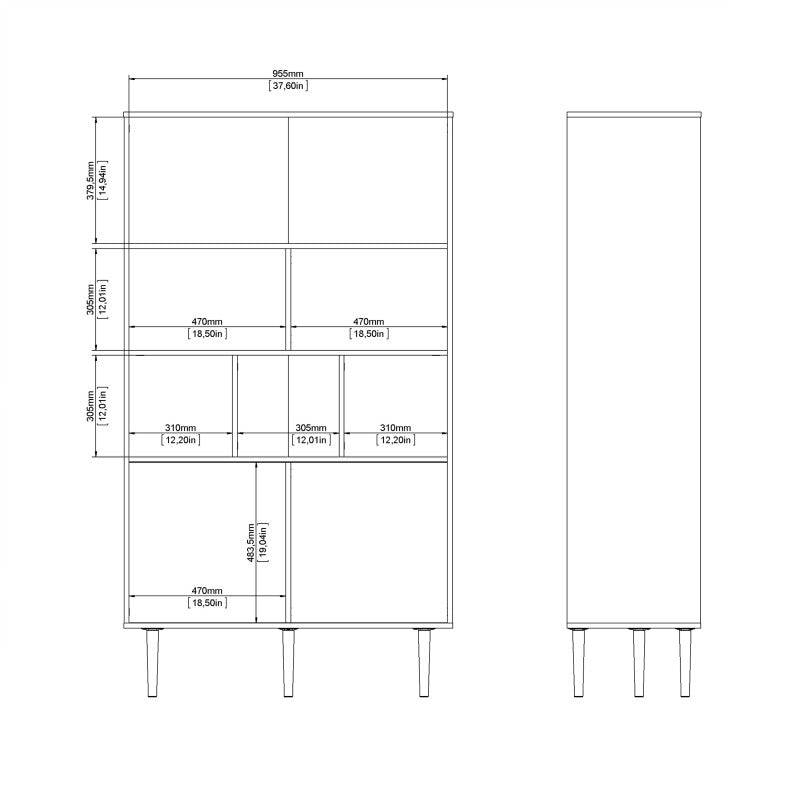 Rome Bookcase 2 sliding Doors in Jackson Hickory Oak with Matt White - Price Crash Furniture