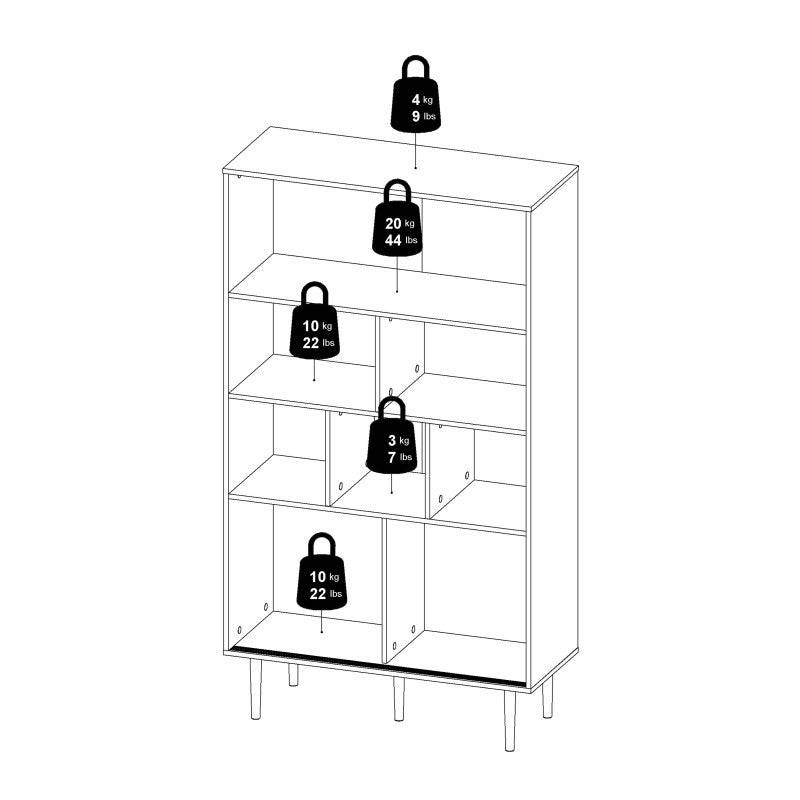 Rome Bookcase 2 sliding Doors in Jackson Hickory Oak with Matt White - Price Crash Furniture