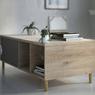 Rome Coffee Table with sliding top in Jackson Hickory Oak with Matt Black - Price Crash Furniture