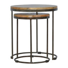 Round Stool Set Of 2 With Iron Base - Price Crash Furniture