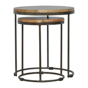 Round Stool Set Of 2 With Iron Base - Price Crash Furniture