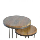 Round Stool Set Of 2 With Iron Base - Price Crash Furniture