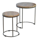 Round Stool Set Of 2 With Iron Base - Price Crash Furniture