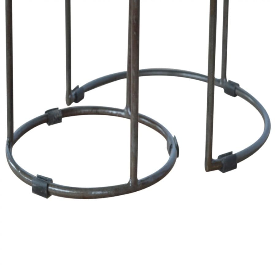 Round Stool Set Of 2 With Iron Base - Price Crash Furniture