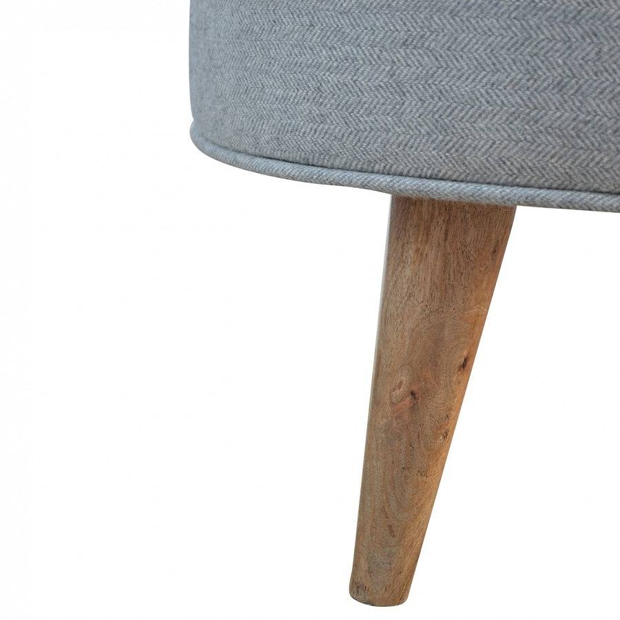 Round Upholstered Grey Tweed Footstool - Price Crash Furniture