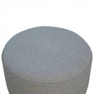 Round Upholstered Grey Tweed Footstool - Price Crash Furniture