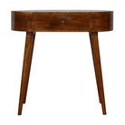 Rounded 1 Drawer Petite/Compact Console Table in Chestnut-effect Solid Mango Wood - Price Crash Furniture