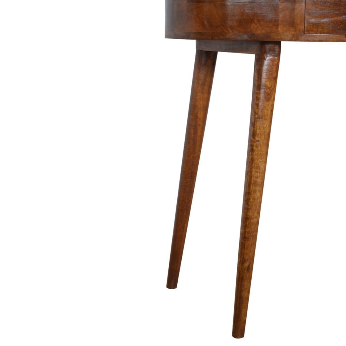 Rounded 1 Drawer Petite/Compact Console Table in Chestnut-effect Solid Mango Wood - Price Crash Furniture