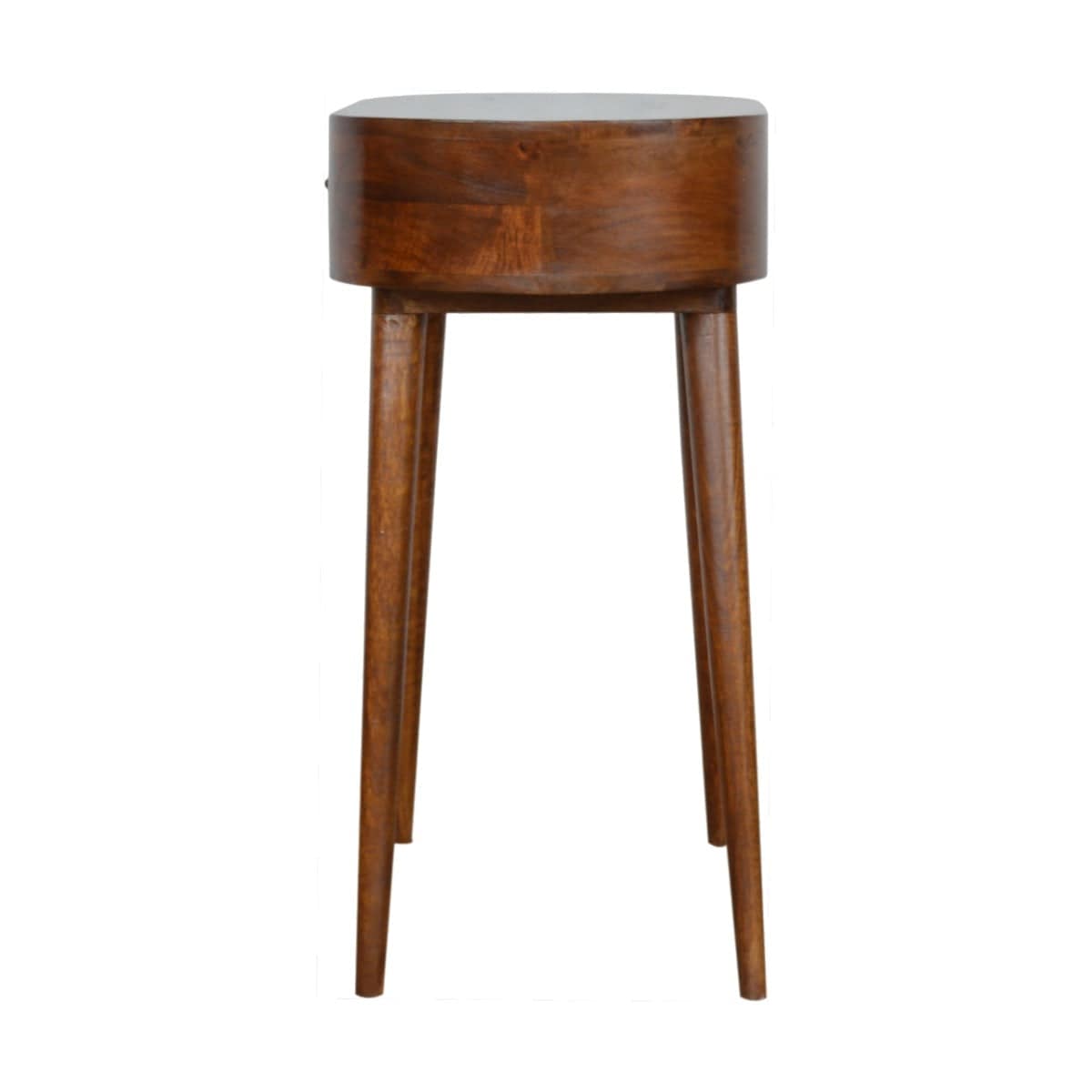 Rounded 1 Drawer Petite/Compact Console Table in Chestnut-effect Solid Mango Wood - Price Crash Furniture