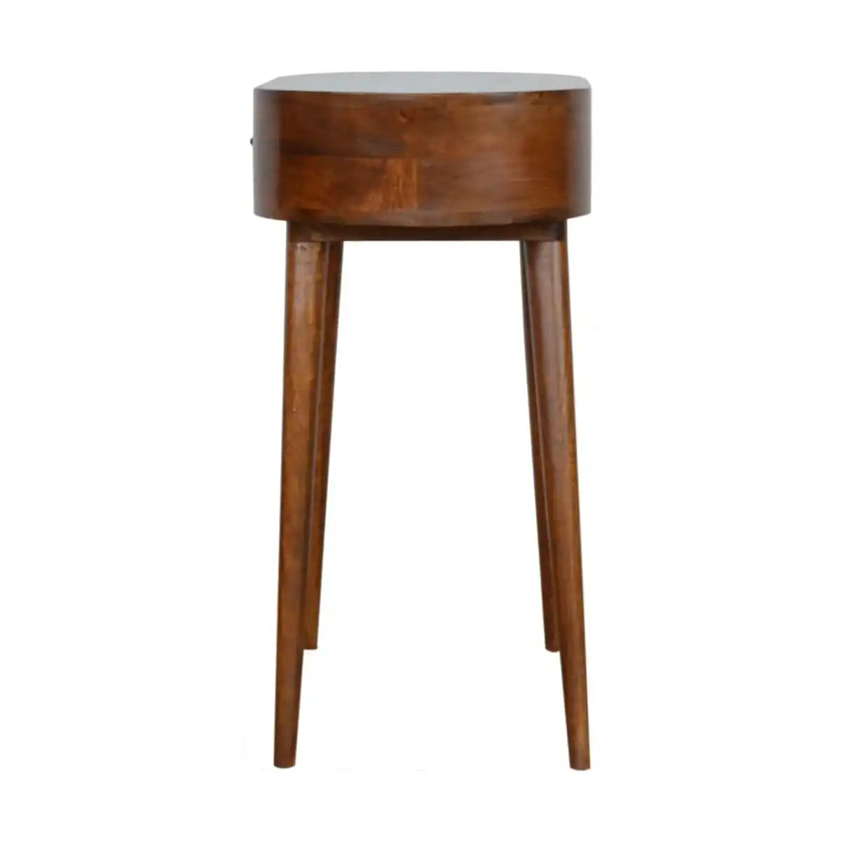 Rounded 1 Drawer Petite/Compact Console Table in Chestnut-effect Solid Mango Wood - Price Crash Furniture