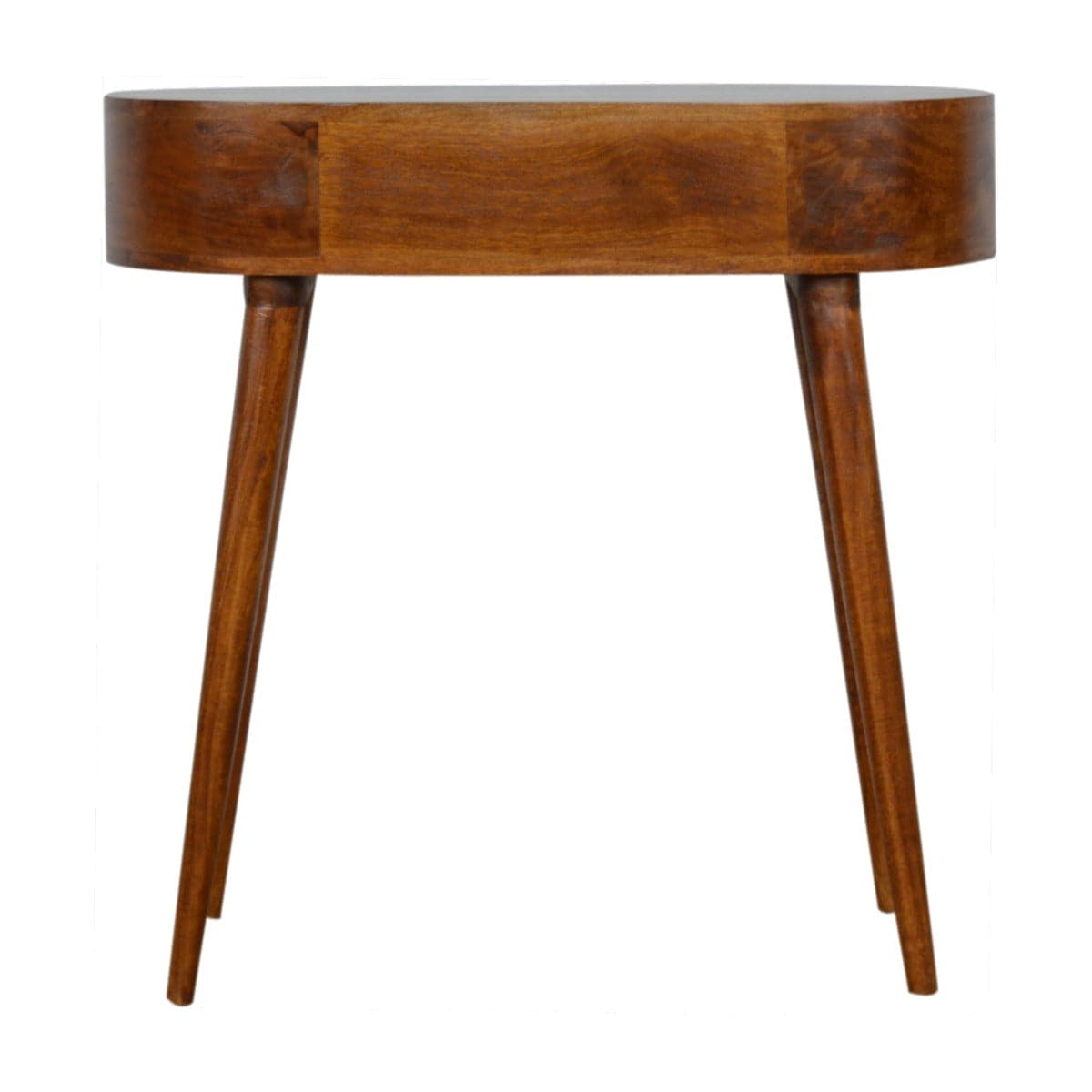 Rounded 1 Drawer Petite/Compact Console Table in Chestnut-effect Solid Mango Wood - Price Crash Furniture