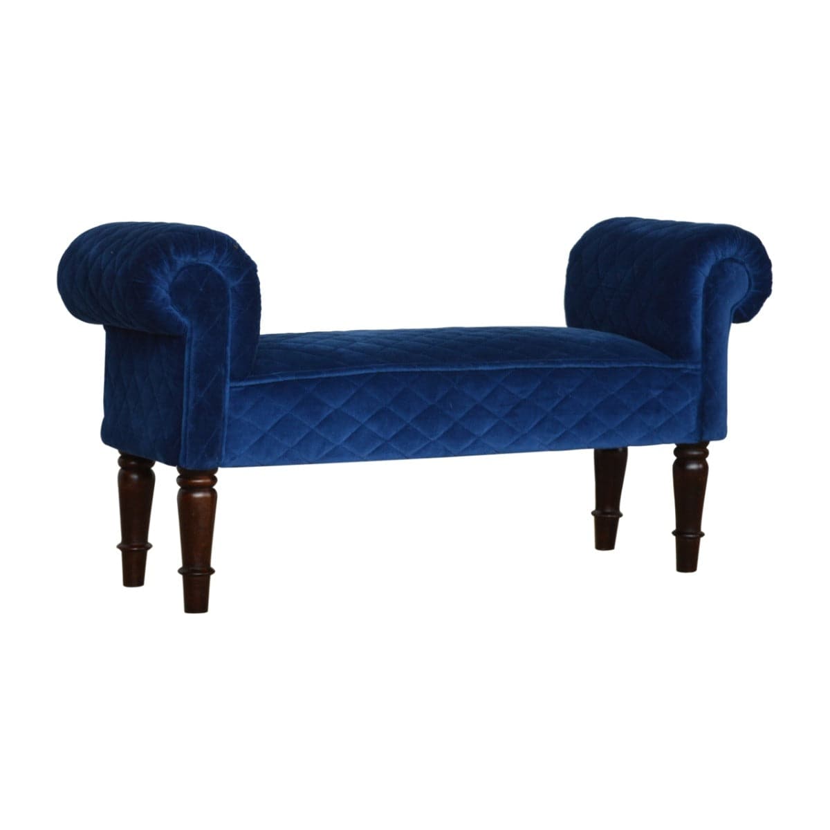 Royal Blue Quilted Velvet Bench - Price Crash Furniture