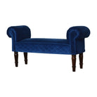 Royal Blue Quilted Velvet Bench - Price Crash Furniture