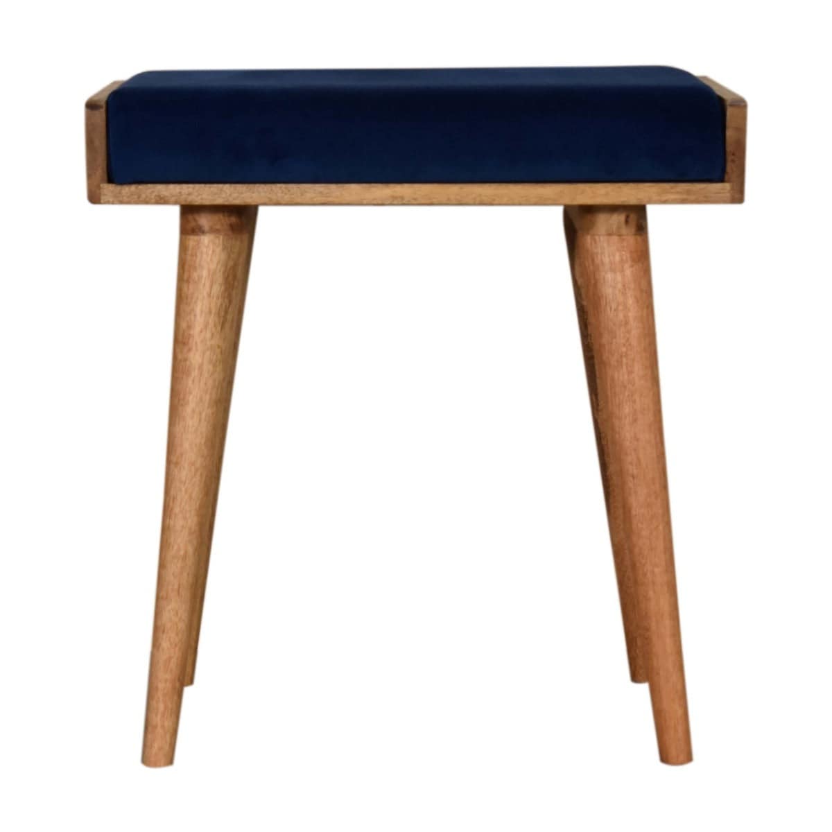 Royal Blue Velvet Tray Style Footstool - Price Crash Furniture