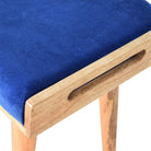 Royal Blue Velvet Tray Style Footstool - Price Crash Furniture