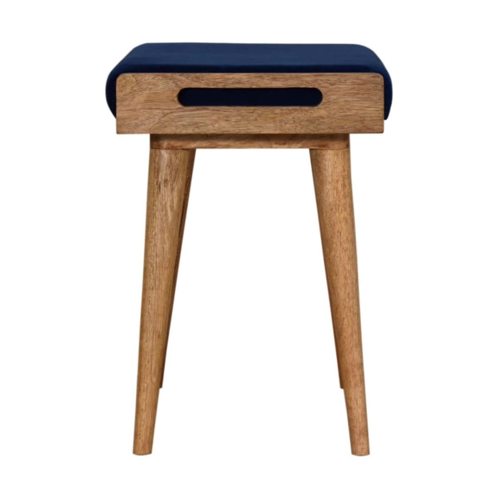 Royal Blue Velvet Tray Style Footstool - Price Crash Furniture