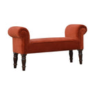 Rust Velvet Bench With Turned Feet - Price Crash Furniture