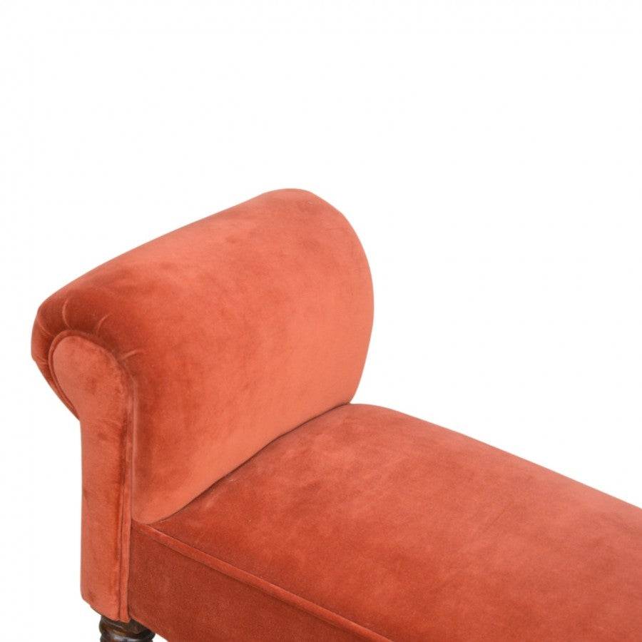 Rust Velvet Bench With Turned Feet - Price Crash Furniture