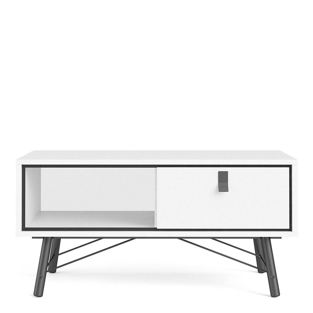 Ry Coffee Table with 1 Drawer in Matt White - Price Crash Furniture