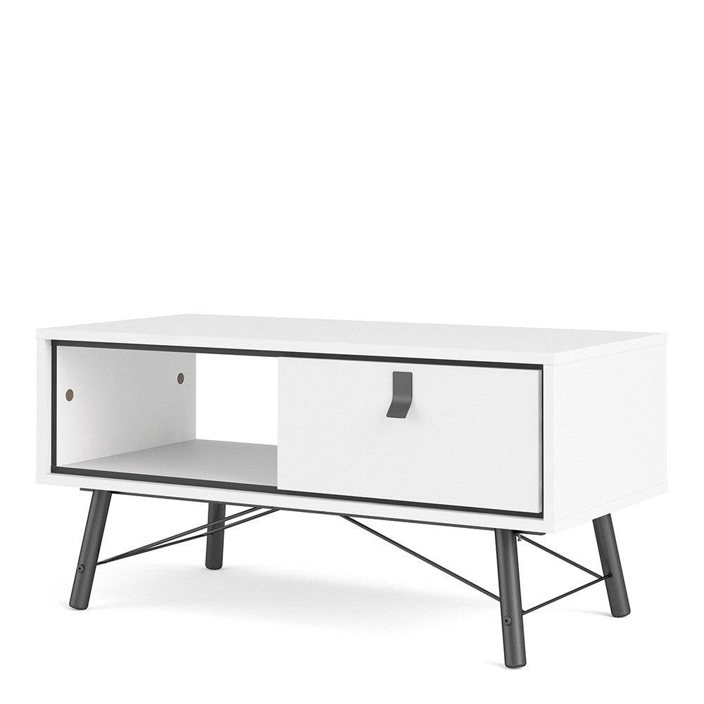 Ry Coffee Table with 1 Drawer in Matt White - Price Crash Furniture