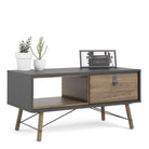 Ry Coffee Table wth 1 Drawer in Matt Black and Walnut - Price Crash Furniture