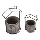 Set of 2 Cement House Planters, Round, Indoor Use - Price Crash Furniture