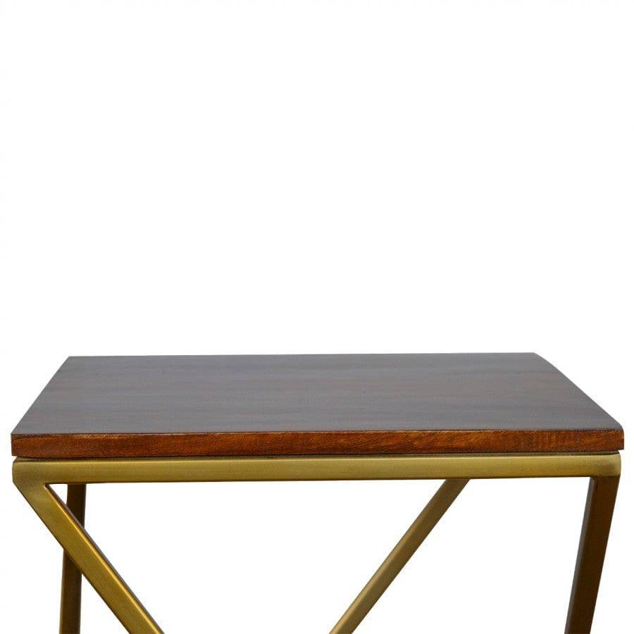 Set Of 2 Chestnut Nesting Tables With Gold Base - Price Crash Furniture