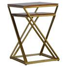 Set Of 2 Chestnut Nesting Tables With Gold Base - Price Crash Furniture